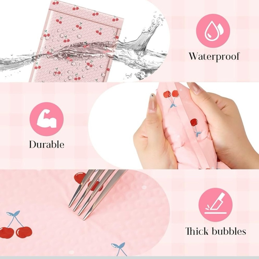 80 pc Cherry Themed Seller Shipping Bundle: Bubble Mailers Thank You Cards Gifts - Picture 5 of 13